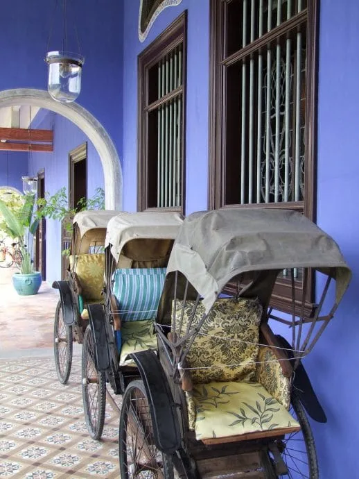 cart in front of cheong fatt tze mansion georgetown penang