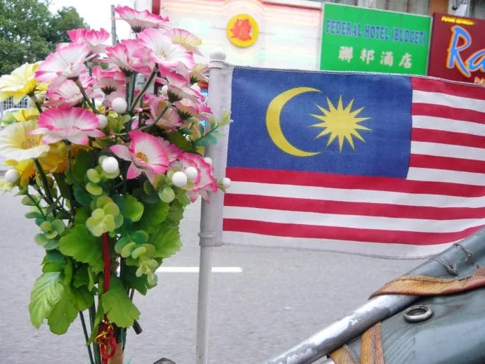 deco flower malaysian flag trishaw penang