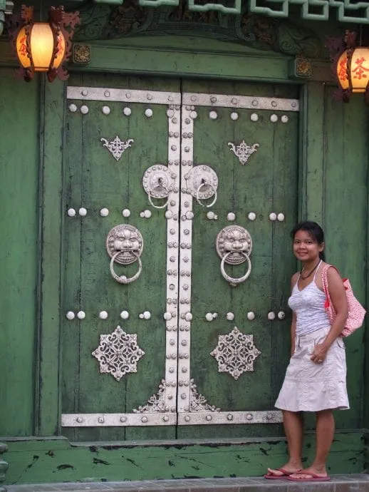 decorated door of old house cafe in penang malaysia