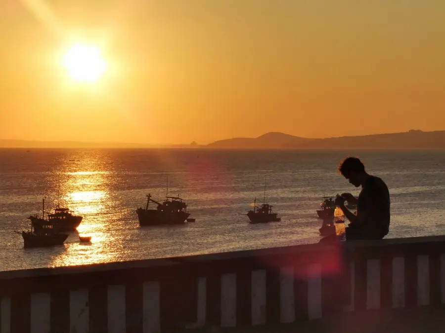 sunset at mui ne port - vietnam