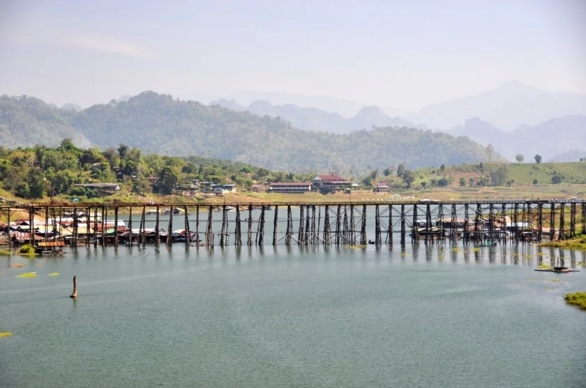view of Sangkhlaburi wooden bridge