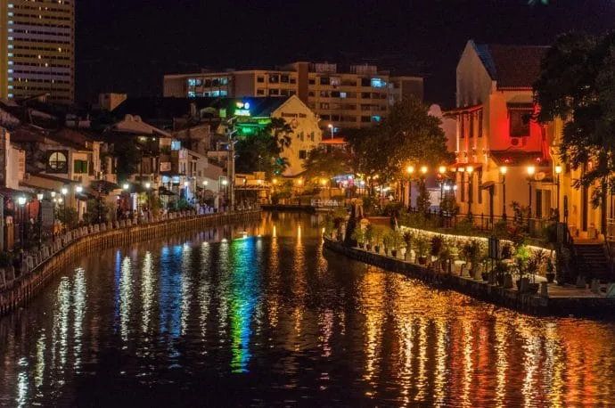 canal malacca by night