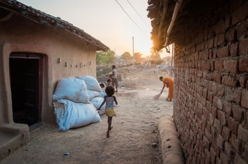 coucher soleil ruelle bodhgaya - inde