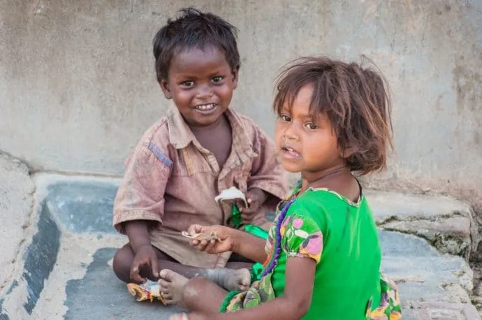 child playing street bodhgaya - india