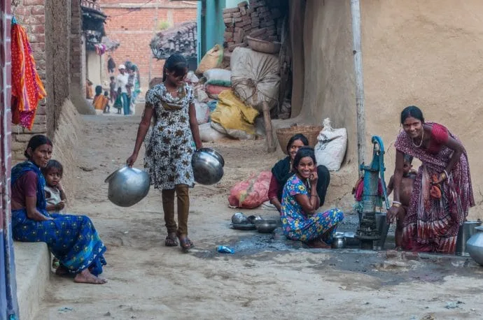 women in the streets of bodhgaya - india