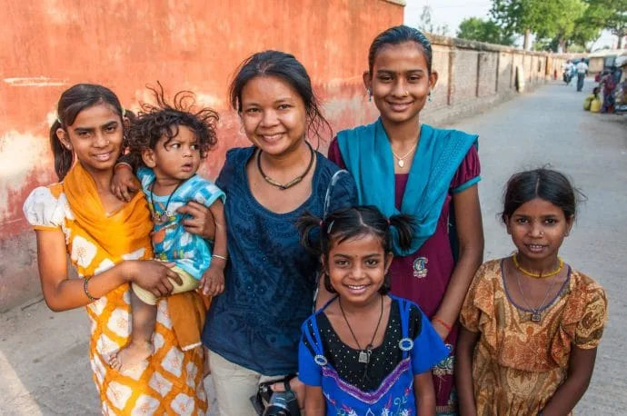 family group photo bodhgaya - india