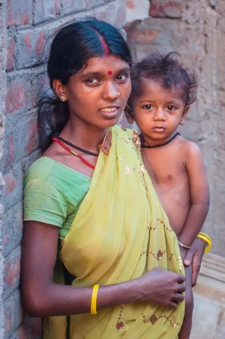 mother son portrait bodhgaya - india