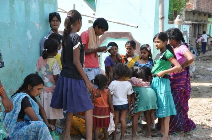 scene of life inhabitants bodhgaya - india