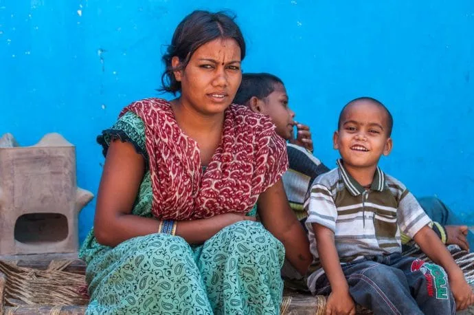 scene of life inhabitants bodhgaya - india