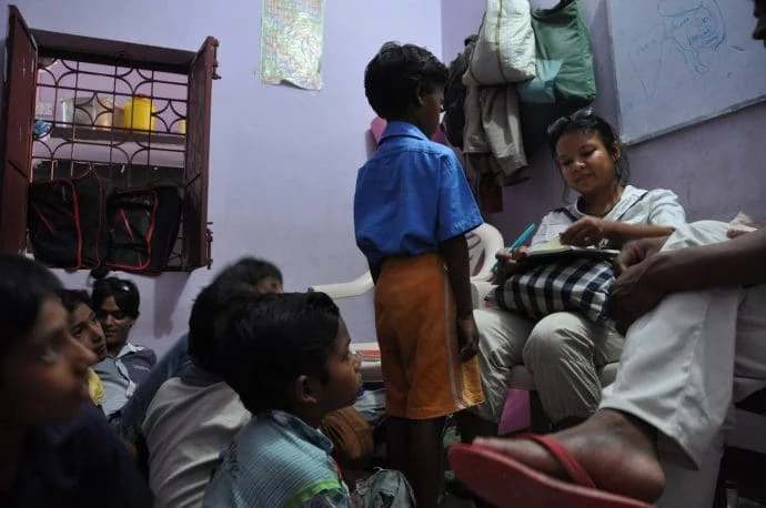drawing session bodhgaya orphanage - india