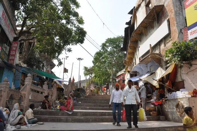 stairs leading to ghat varanasi - india