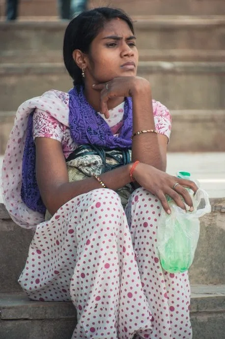 indian pensive ghat varanasi - india