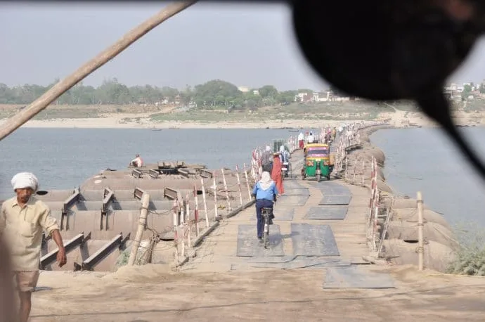 temporary bridge varanasi - india