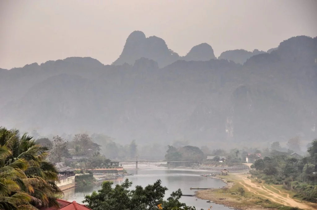 view of the hills surrounding vang vieng