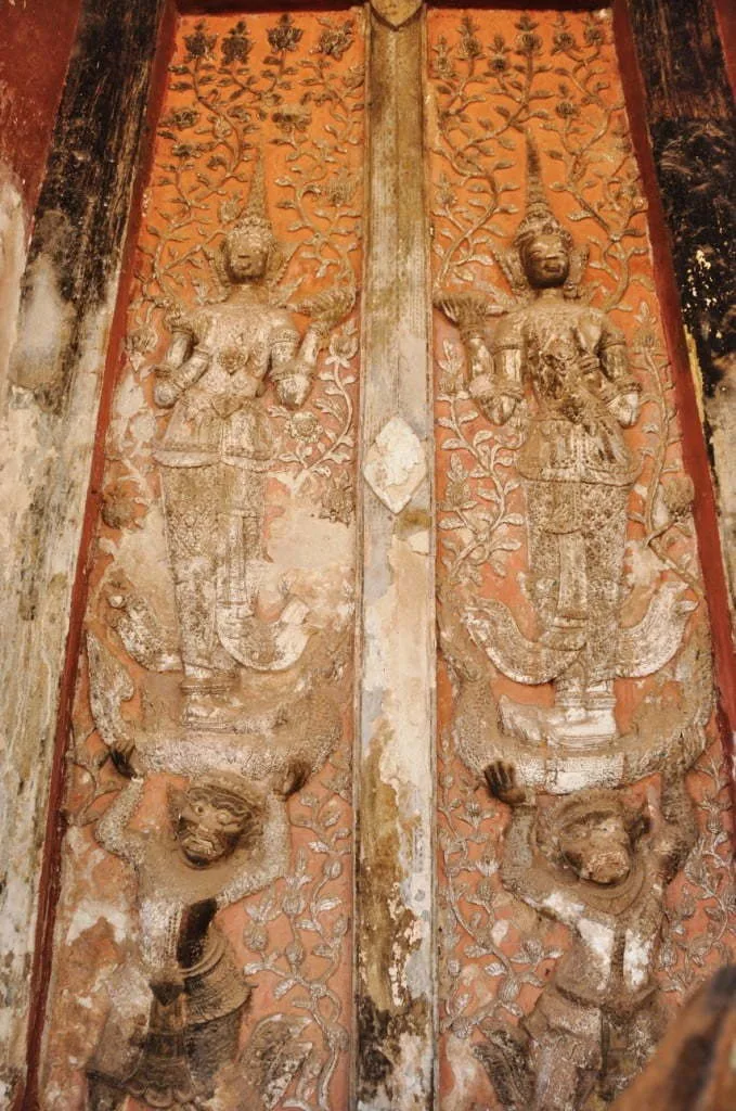 Superb Carved Door At Wat Sisaket Vientiane Laos