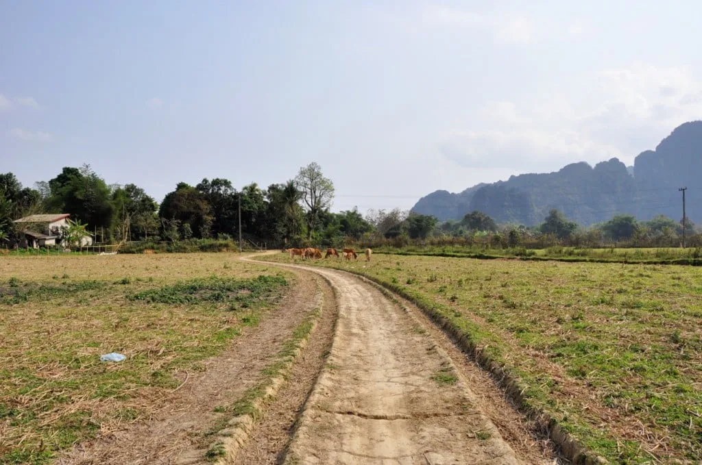 Back on the path after a cave in Vang Vieng Laos