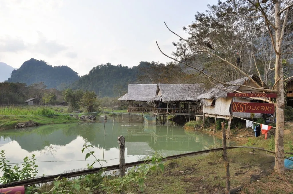 house next to the blue lagoon in vang vieng