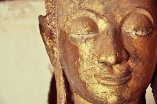 Face Buddha statue Wat Sisaket Vientiane Laos