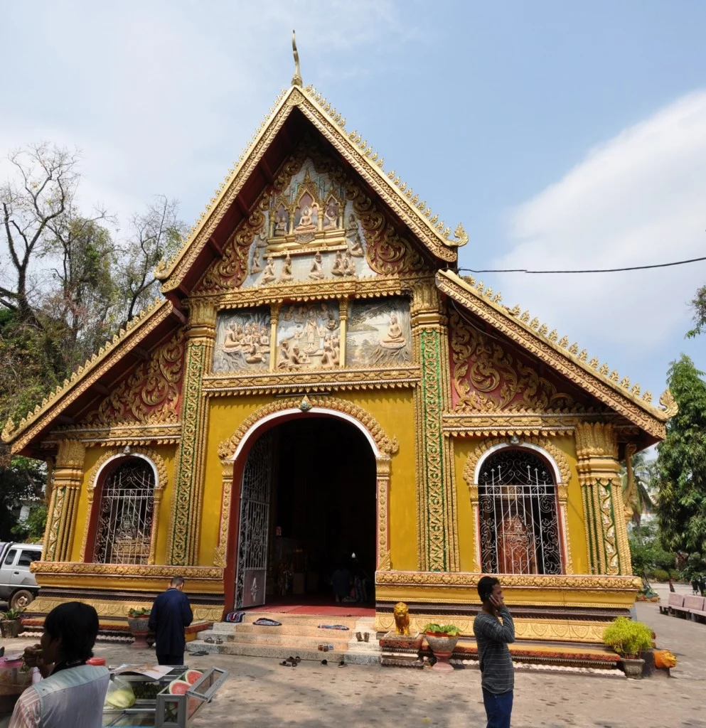 facade Wat Si Muang Vientiane Laos