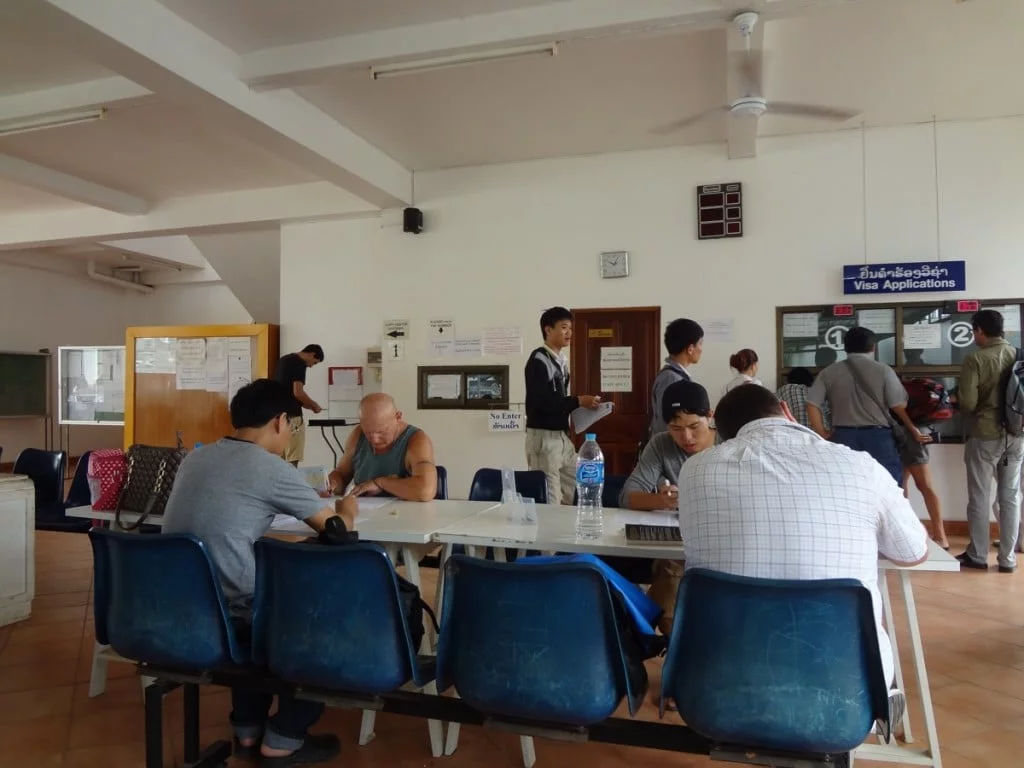 visa waiting room at thai embassy in vientiane