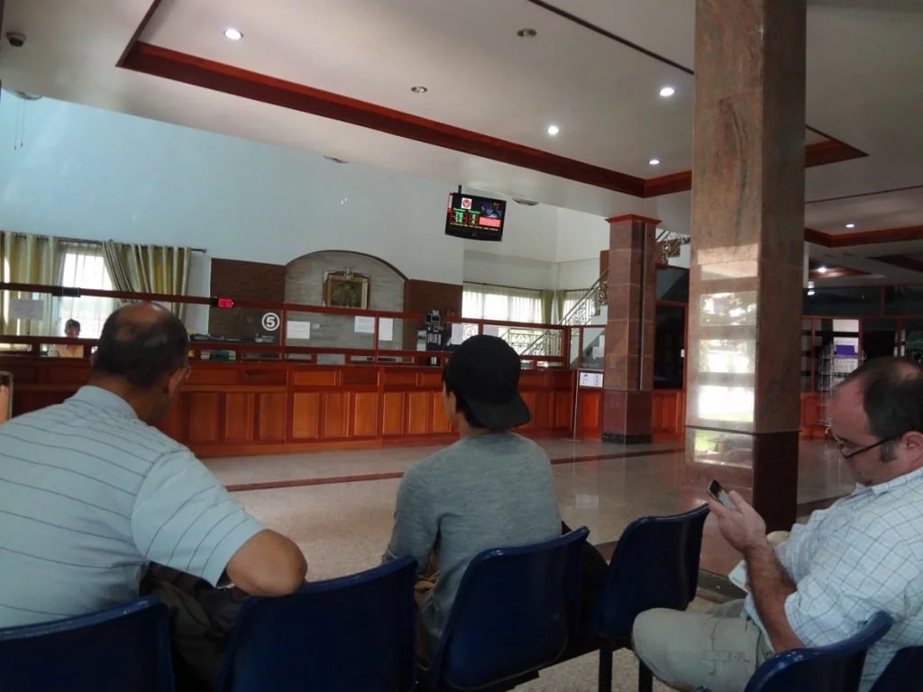 visa waiting room at thai embassy in vientiane