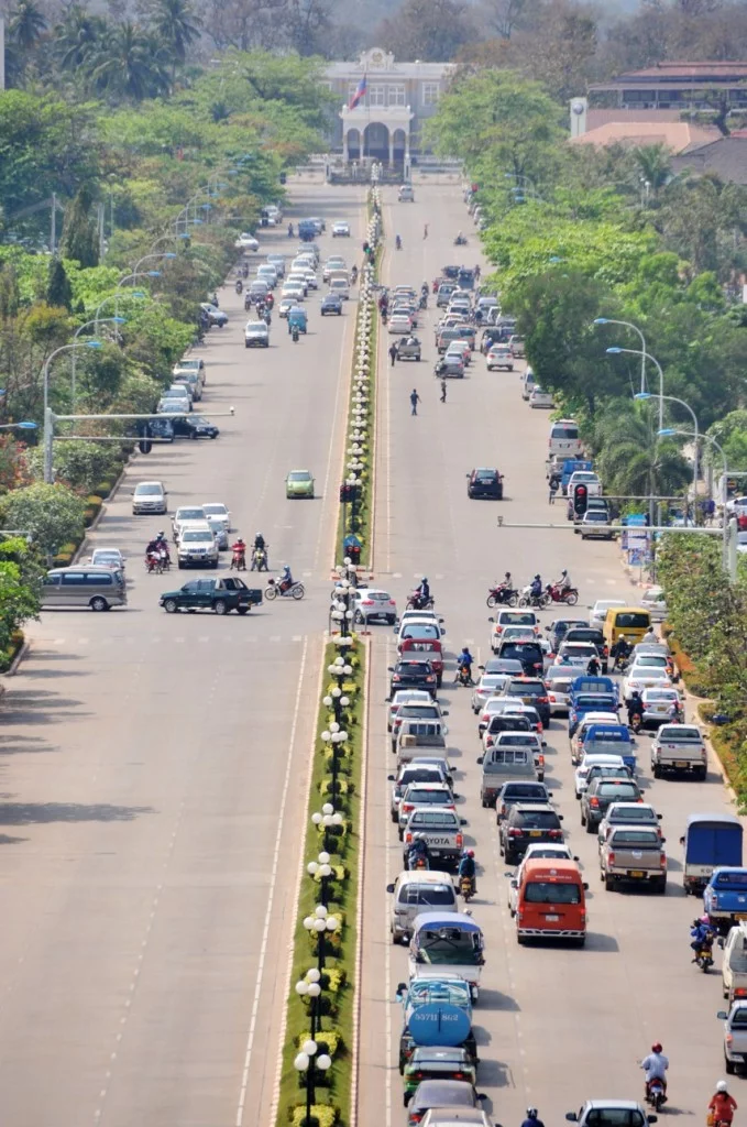 Avenue Lane Xang from Patuxai Vientiane Laos