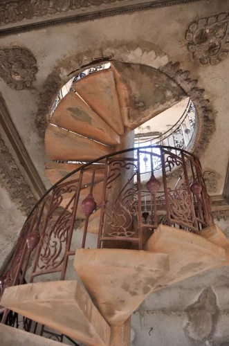 The spiral staircase leading to the top.