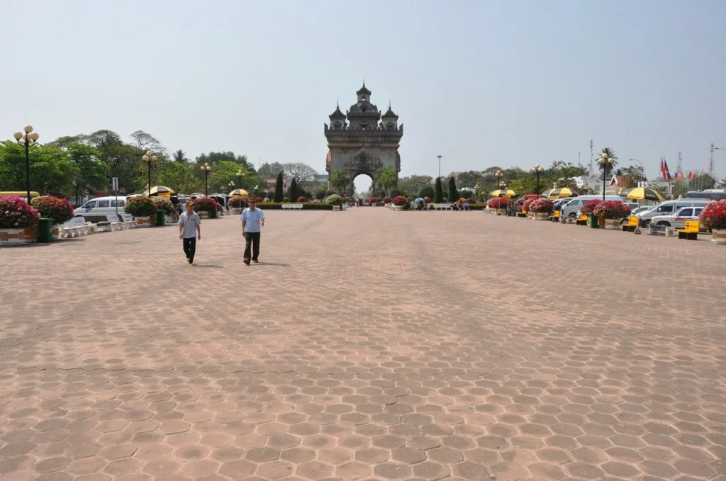 The square in front of Patuxai Vientiane Laos