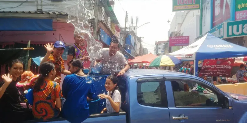 songkran on the street in lampang