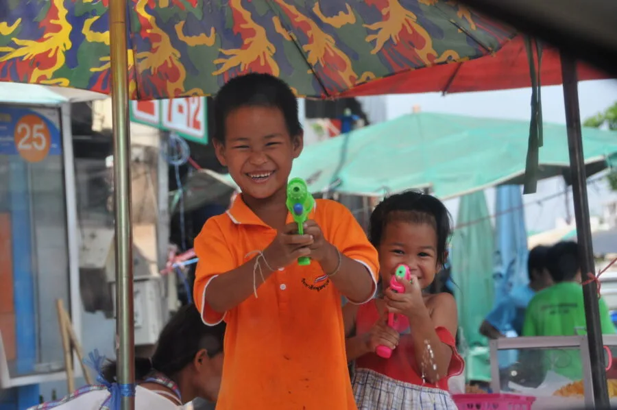 smiles at songkran in thailand