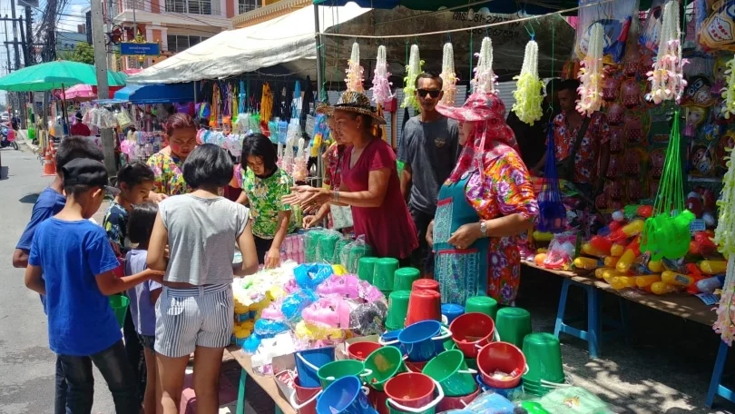 stand selling provisions for songkran water festival