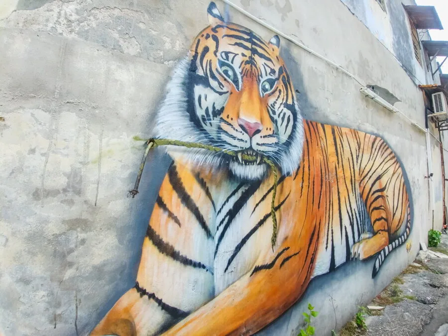 tiger street art penang