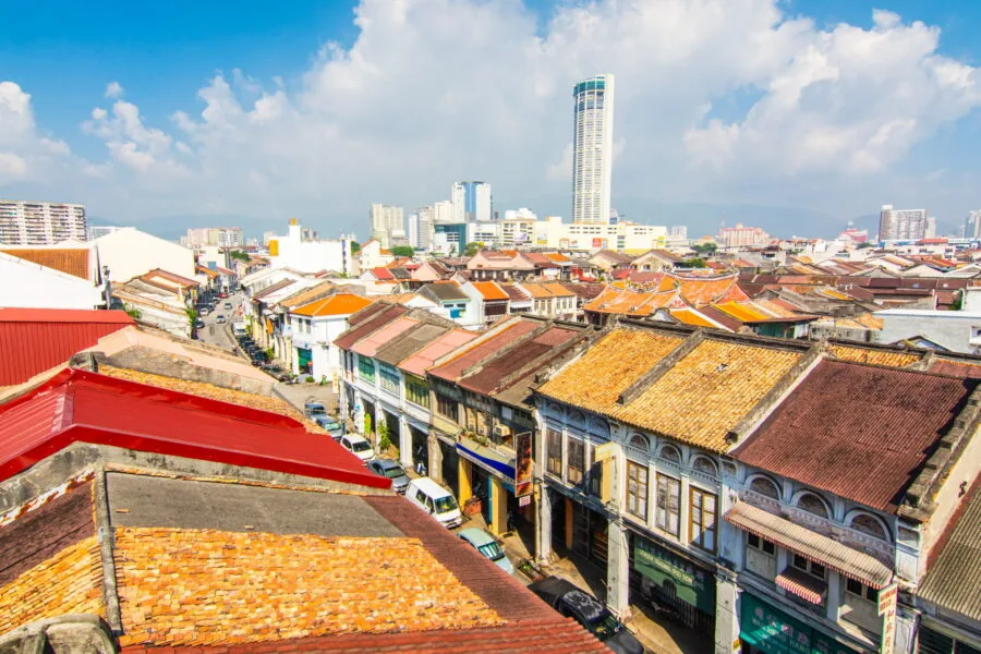 rooftop view and tower komtar george town penang