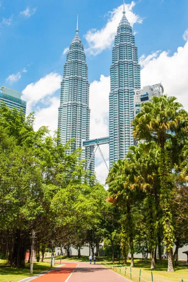 petronas towers view from klcc park