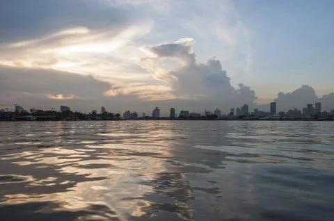 In the middle of the Chao Phraya River on the way back.