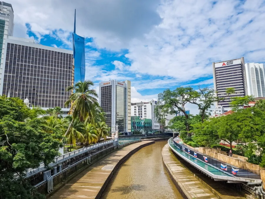 view of river of life from masjid jamek kuala lumpur