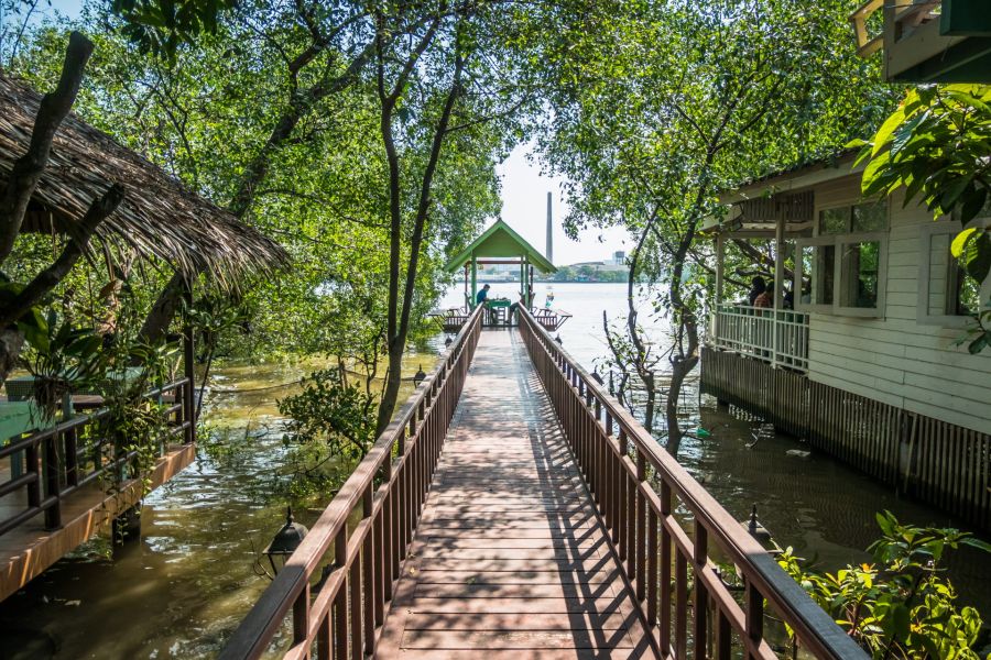 vue sur riviere au restaurant pob rak at bang nam phueng