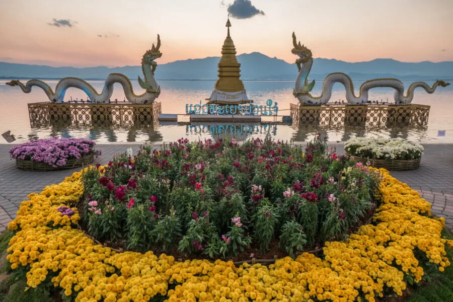 sunset and nagas phayao lake