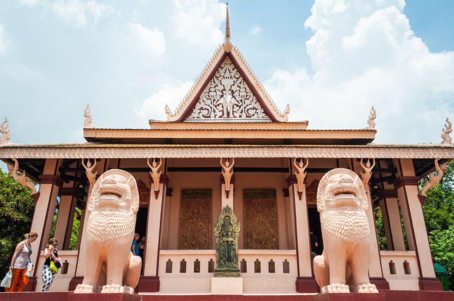 facade of Wat Phnom in Phnom Penh, Cambodia