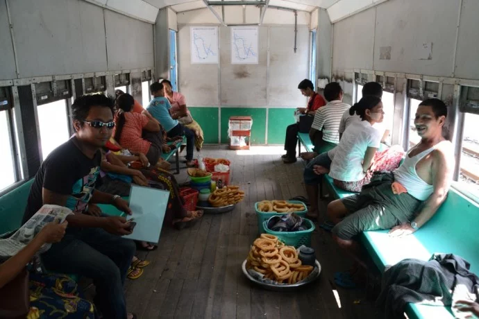 in yangon circle line train wagon