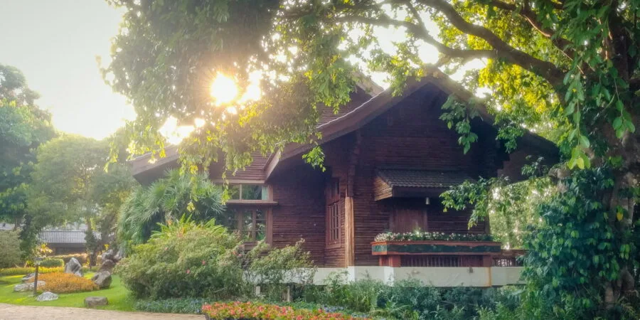 detail exterior facade doi tung royal villa chiang rai