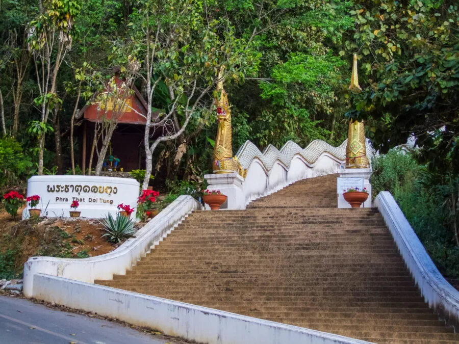 naga staircase leading to wat phra that doi tung