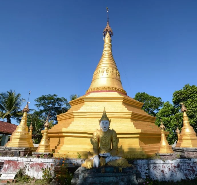 pagoda crossed between chaung tha and ngwe saung beaches burma