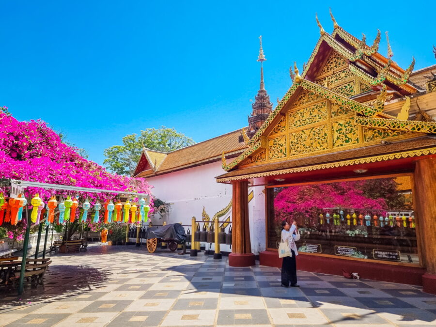 wooden reclining buddha wat phra that doi suthep