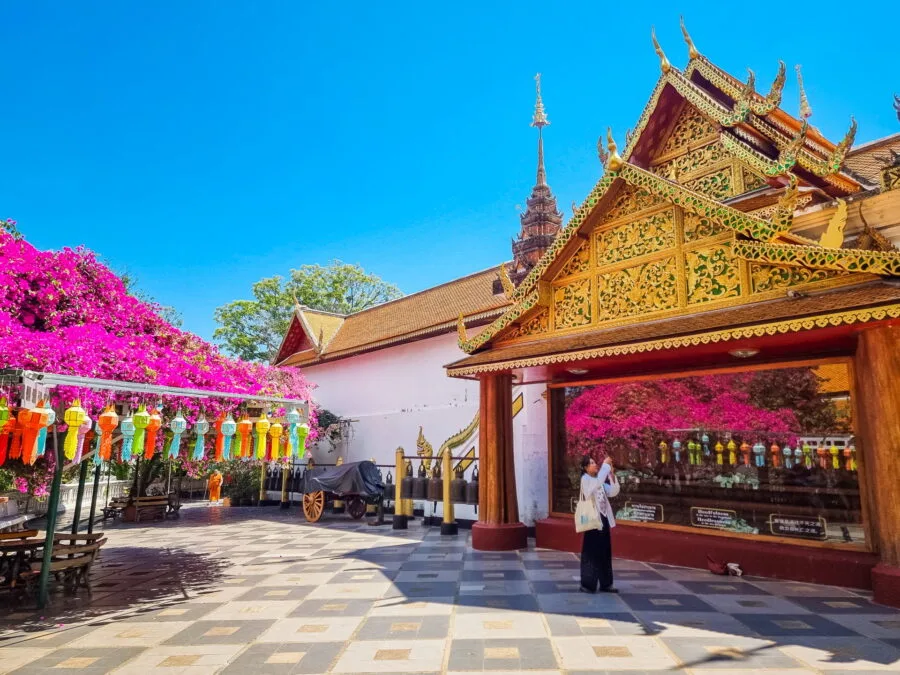 wooden reclining buddha wat phra that doi suthep