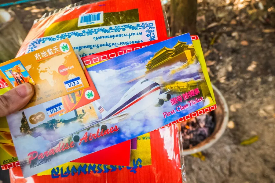 burning boxes for chinese new year offerings thailand
