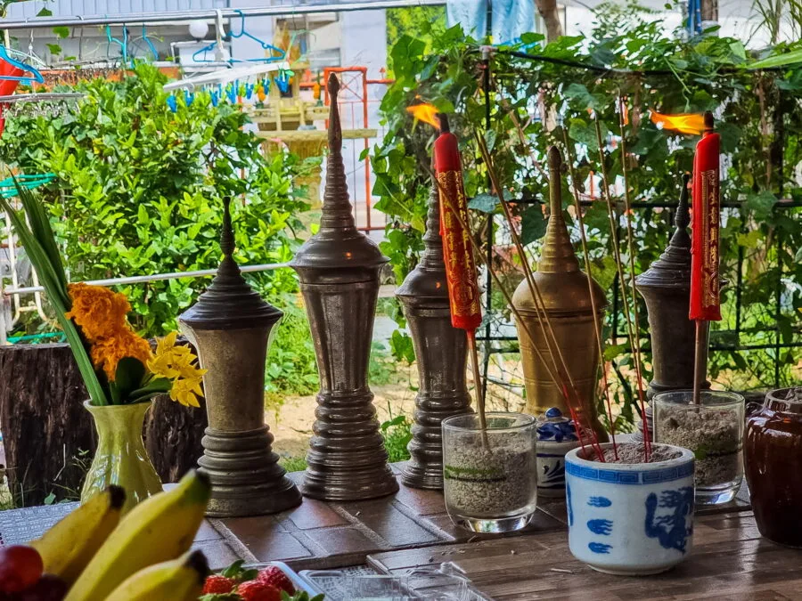ancestors ashes on table chinese new year thailand