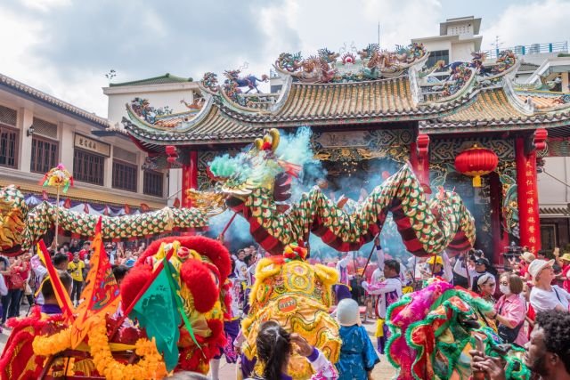 danse dragon nouvel an chinois chinatown bangkok