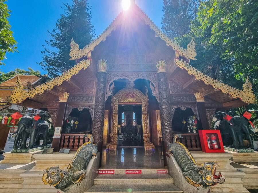 facade pavilion teak wat phra that doi suthep
