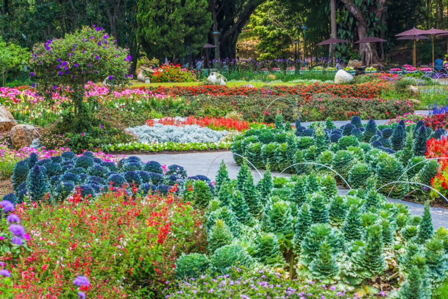 garden bordering the reservoir of the Bhubing Palace Doi Suthep Chiang Mai